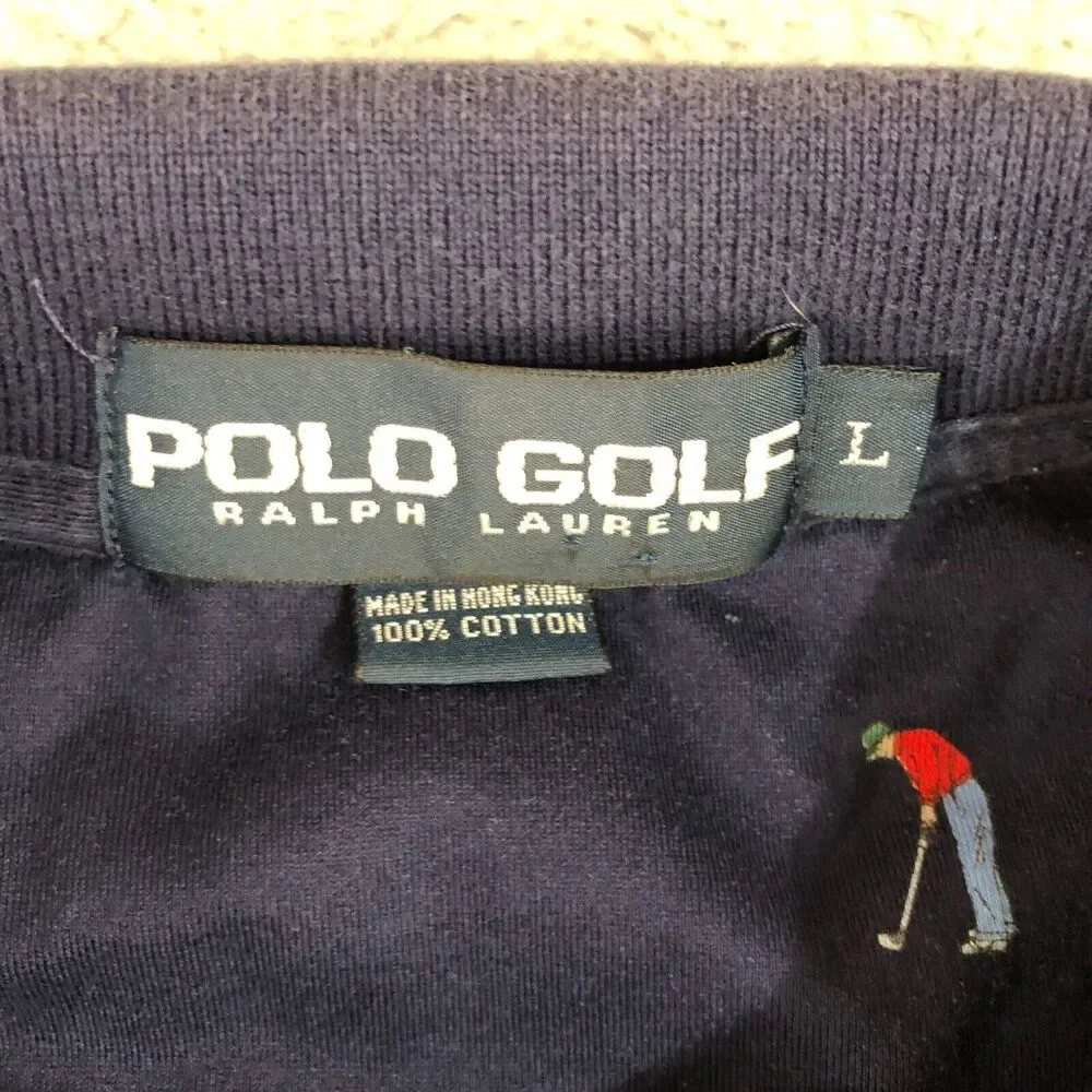 Polo Golf Ralph Lauren Shirt Mens Large Polo‎ Blue Allover Graphic Dadcore Slit
